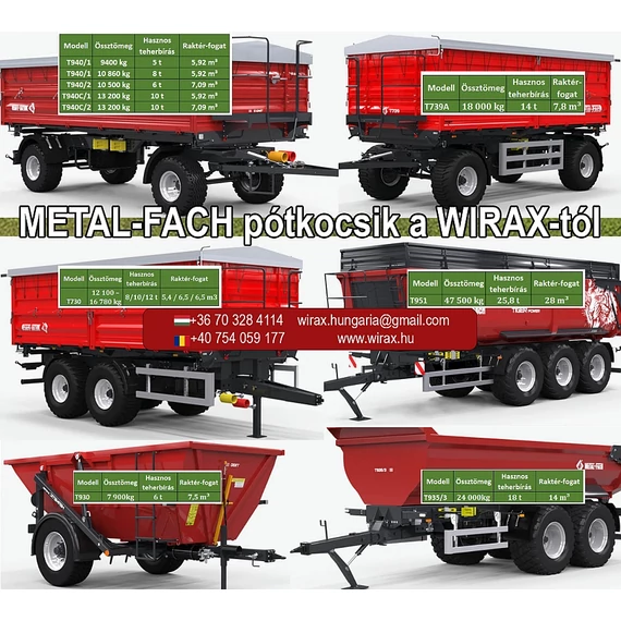 METAL-FACH  pótkocsik kedvező áron! Több méretben, kialakításban